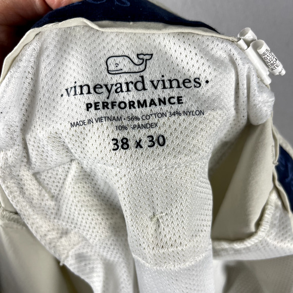 Vineyard Vines Performance Pant Mens 38x28 Ivory Chino Stretch Golf Activewear - Picture 11 of 15